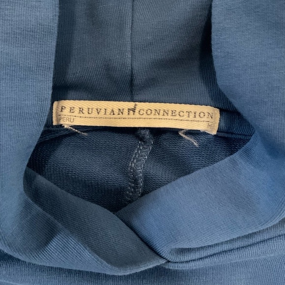 Peruvian Connection Avery Blue Long Sleeve Pullover Hoodie Size M - Picture 5 of 7
